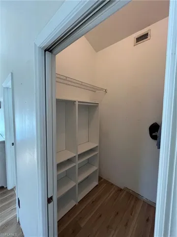 Spacious closet with light wood-type flooring