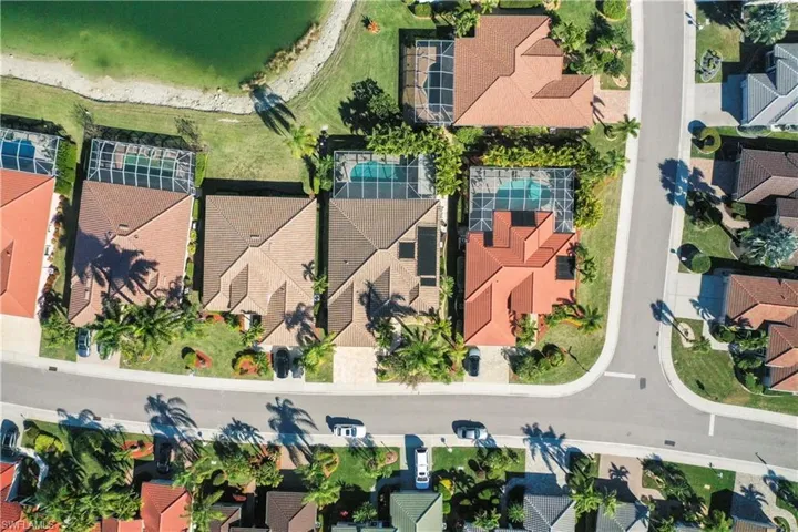 Aerial perspective of suburban area