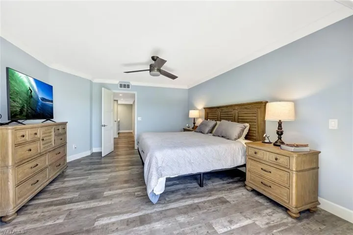 Owner Suite, Shown with a King Bed- Door to En-Suite Spa Bath