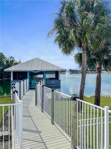 Community dock area with a water view