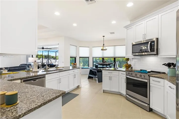 Kitchen with stainless steal appliances and granite counters
