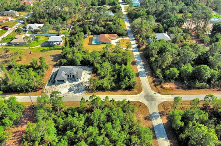 Aerial view of a tree filled landscape