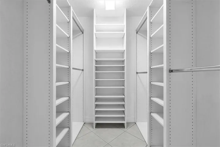 Adjustable shelves and clothes rods.