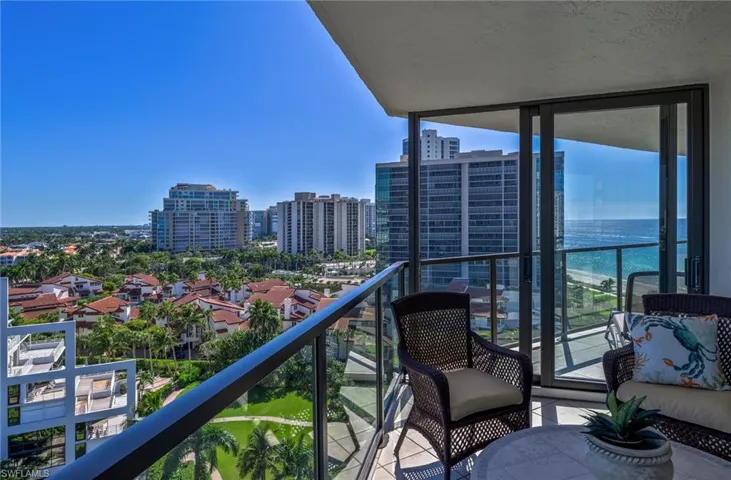 View from protected seating area at center of balcony