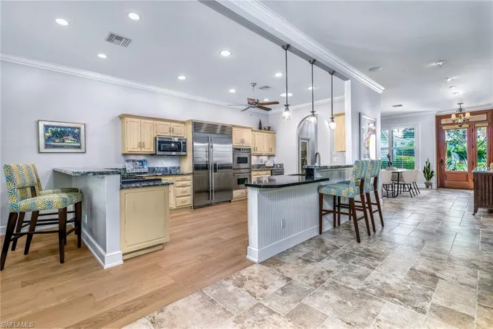 Expansive kitchen with gas and electric ranges, Subzero Refrig, Wine cooler, double ovens, Bosch DW and more!