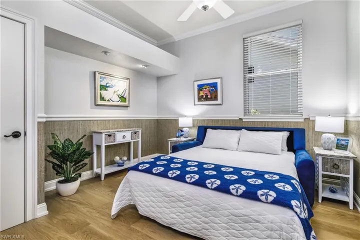 Bedroom 3 has a nice sized closet, new wood floors and 10' ceilings.