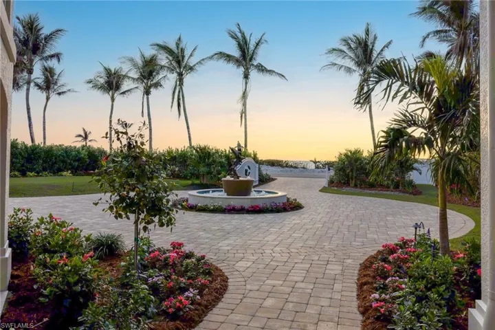Gorgeous Front Entry with Electric Gate and custom Dolphins Fountain