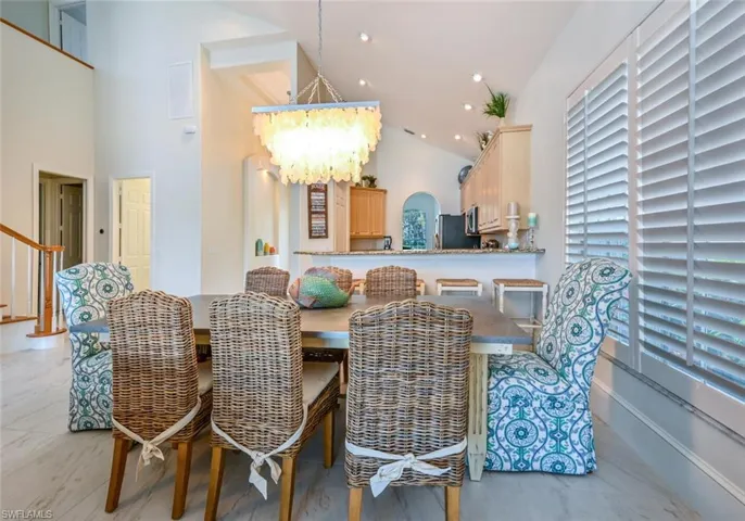 Spacious Dining area with designer lighting