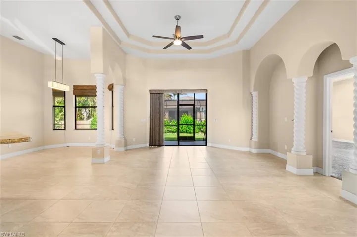 Living room with coffered ceilings
