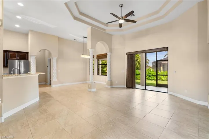 Living room with coffered ceilings