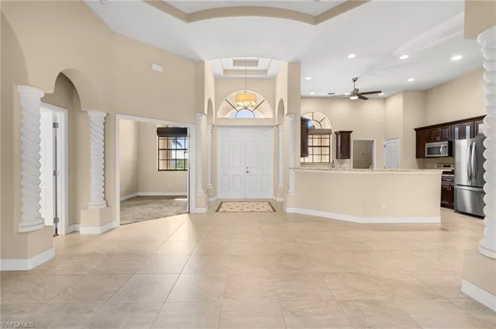Living room with coffered ceilings