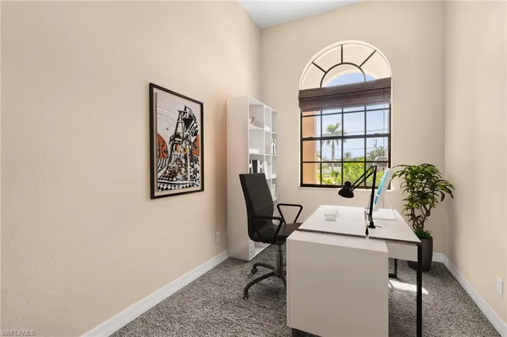Office area featuring carpet floors