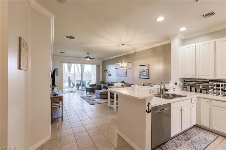 Kitchen opening up to family room