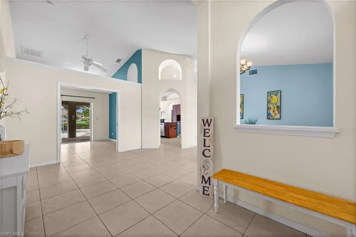 The spacious foyer warmly welcomes.