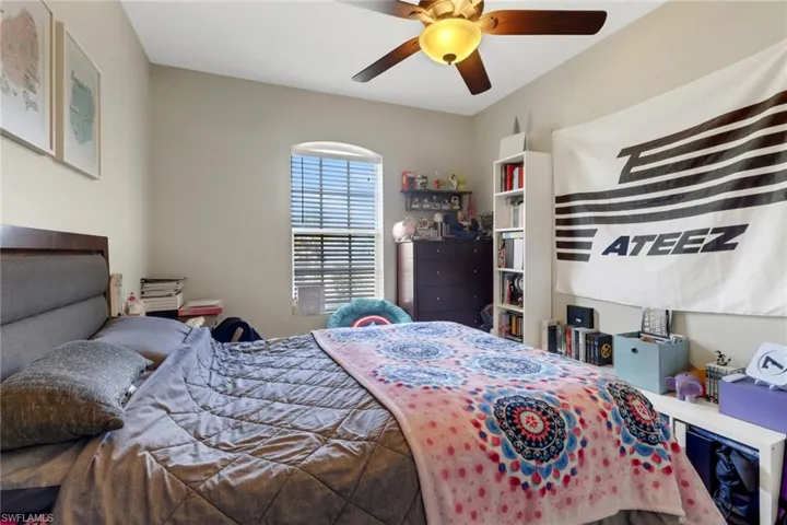 Bedroom featuring ceiling fan