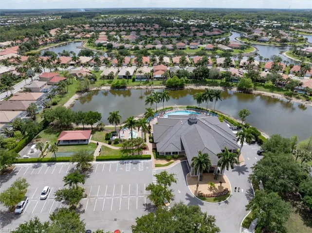 Aerial view highlighting the community setting and surrounding residential area.