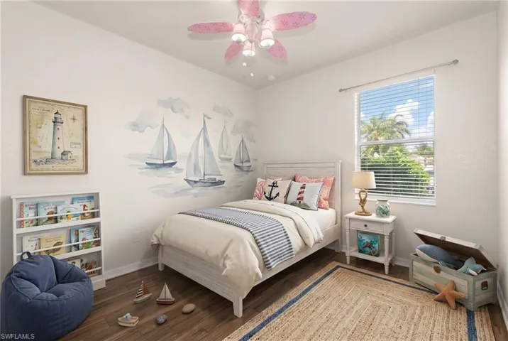 Virtually staged bedroom 4 or en-suite.  Private guest bedroom with access to the en-suite bathroom.