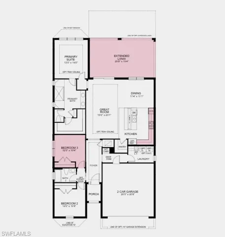 Structural options added include: bedroom in lieu of flex, extended lanai, gourmet kitchen tray ceilings.