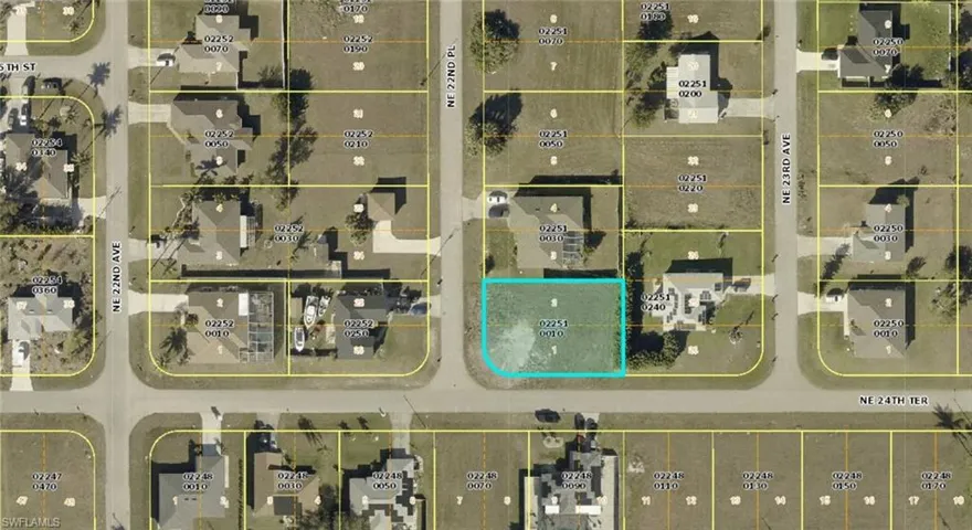 Aerial overview of property's location with property boundaries highlighted