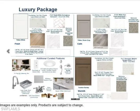Luxe Package - Calm Color Style -  Images are examples only.