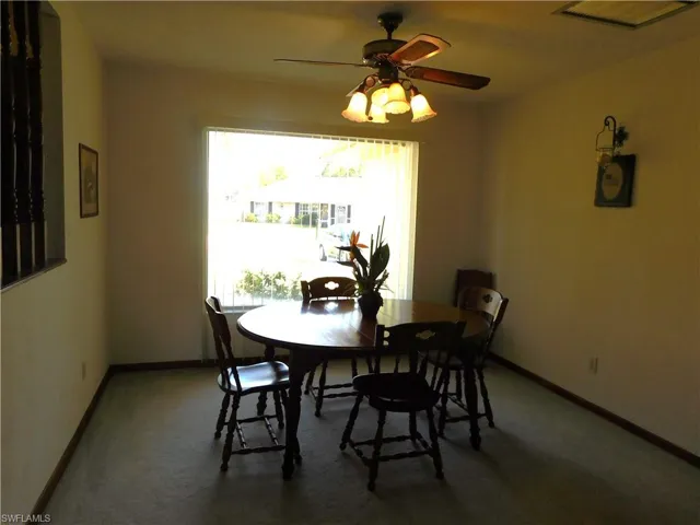 The formal dining area is open to the living area