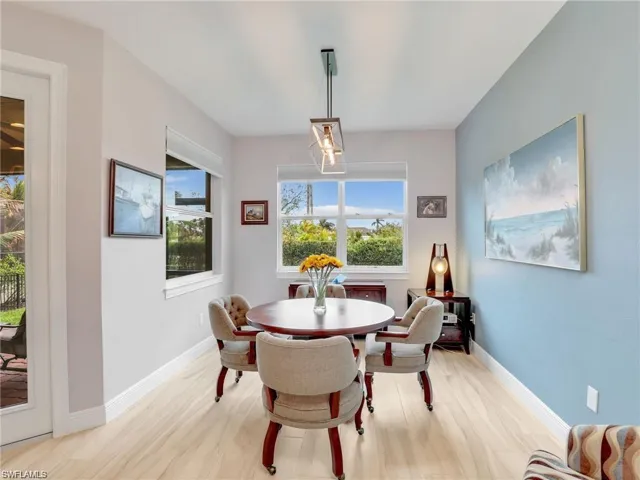 Dining area featuring light wood-type flooring