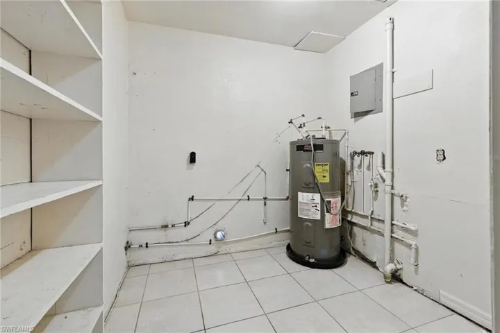 Utilities with electric panel and electric water heater