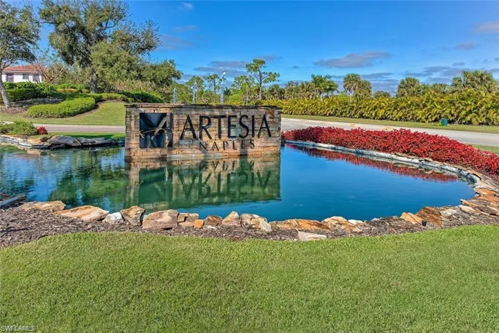 Community sign with a yard