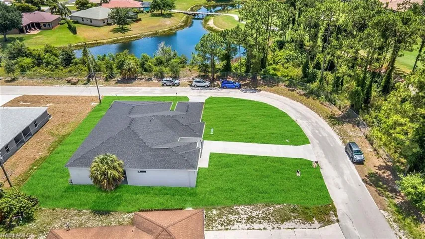 Bird's eye view of a nearby body of water