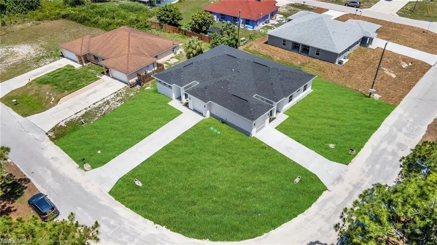 Aerial perspective of suburban area