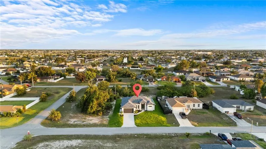 Aerial perspective of suburban area