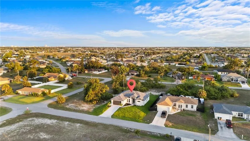 Aerial perspective of suburban area