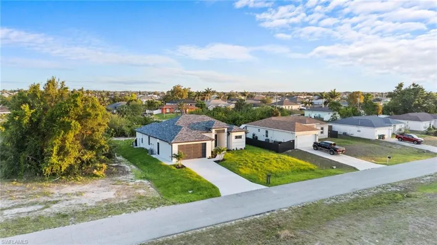 Aerial perspective of suburban area