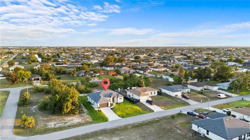 Aerial perspective of suburban area