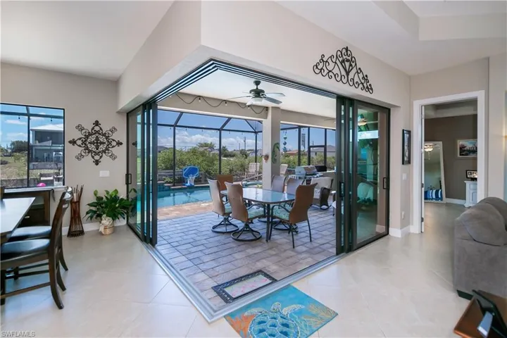 Corner sliders open to allow seamless indoor/outdoor living