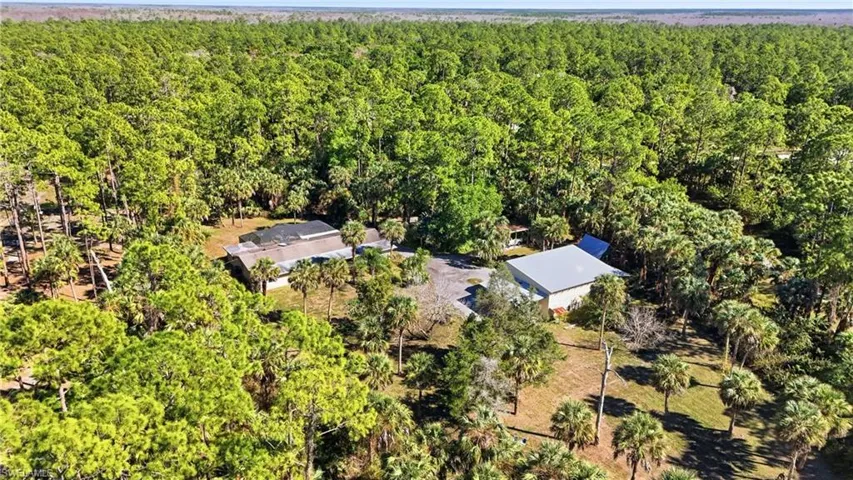 Drone / aerial view of a heavily wooded area