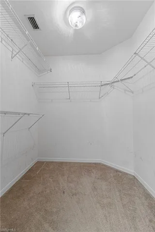 Spacious Primary Bedroom closet featuring carpet flooring