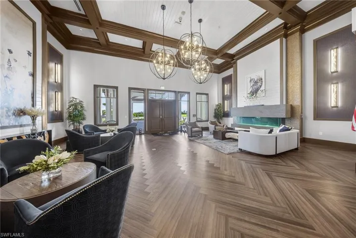 Community lobby with coffered ceiling