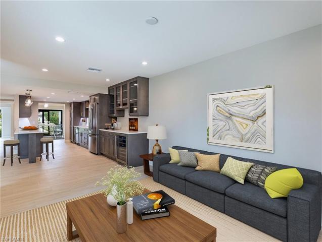 Family room to bar and kitchen