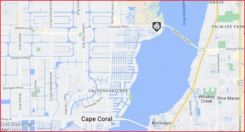 Map showing location, waters and no bridges