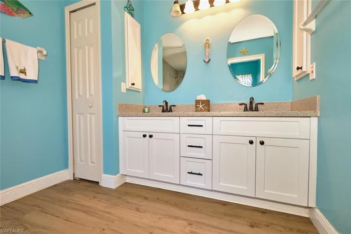 Another view of master bath with double vanity.