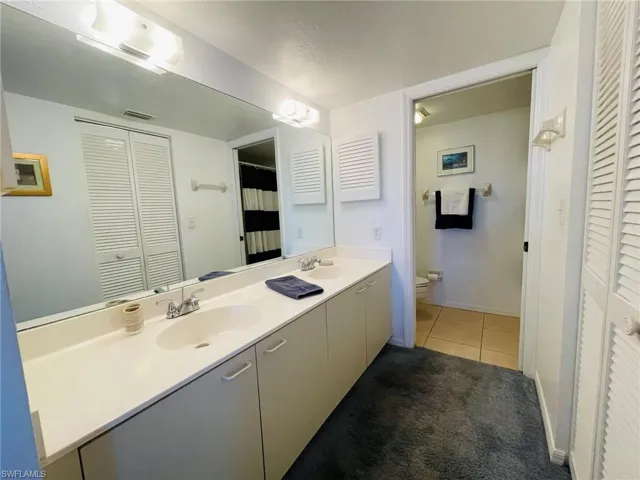 Ensuite with full bath, with a closet, double vanity,