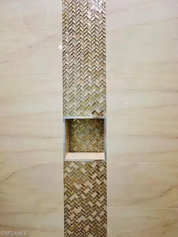 Bathroom view of tiled shower