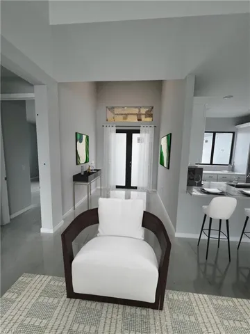 Sitting room with concrete floors