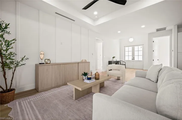 The property features light-colored flooring throughout the room