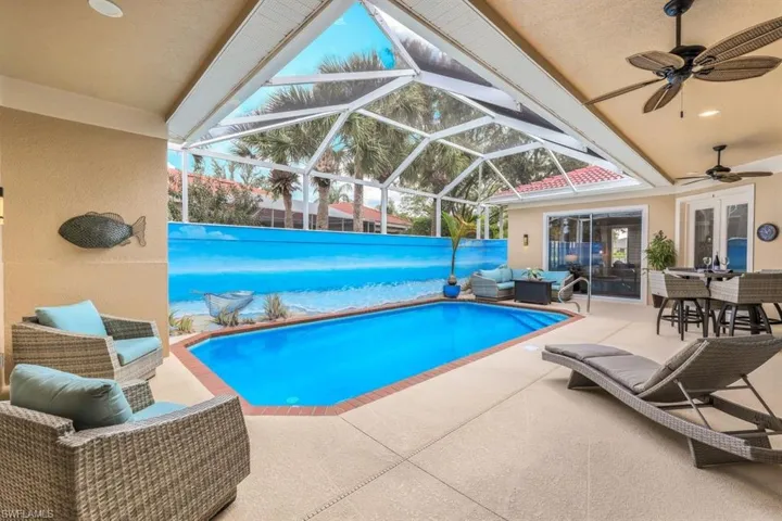 This is a courtyard home with a beautiful cabana!