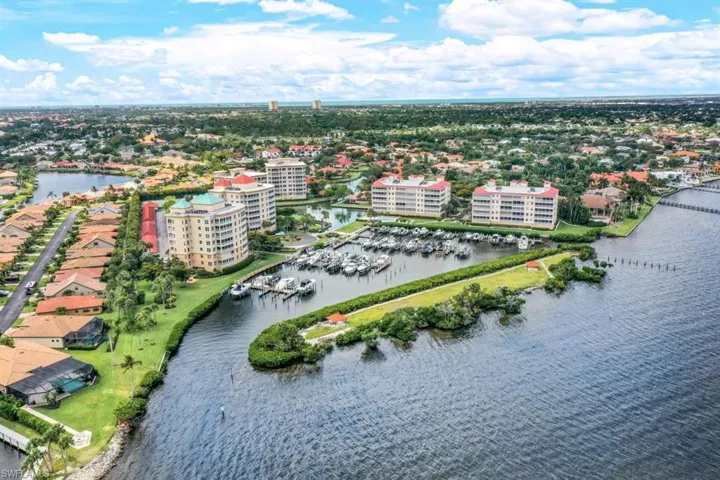 View of the marina and the Gulf of Mexico
