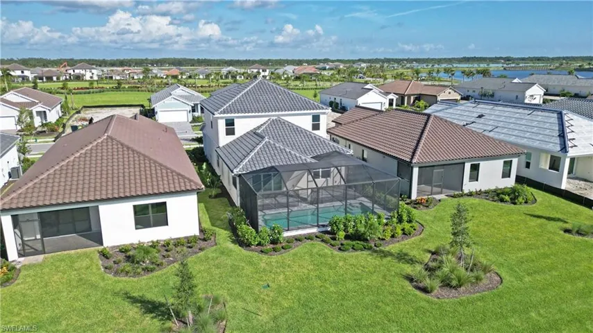 Aerial perspective of suburban area