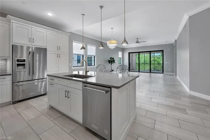 Floors are ALL white marble in every room. Photo of a similar unit to show layout