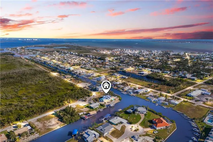 Aerial view of the home. The GULF of Mexico is just minutes from your boat dock.